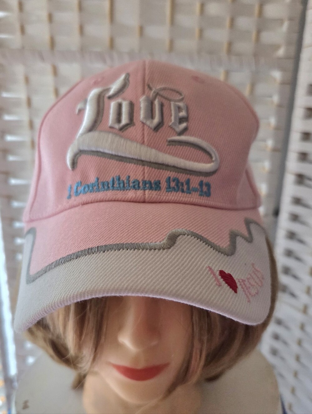 KYS Designs Pink 'Love' Embroidered Kids Baseball Cap. I LOVE JESUS.